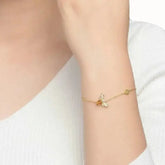 Natural Citrine Crystal Bee Silver Bracelet